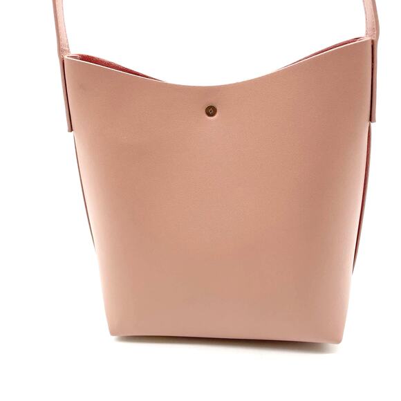 NEW Samara Minimalist Medium Shoulder Bag Peony Pink Vegan Leather Crossbody - Picture 3 of 9